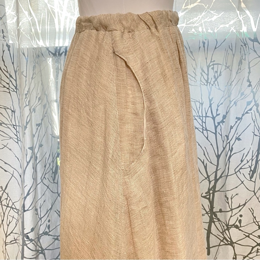 CP SHADES BEIGE TAN LINEN STRETCHY WAISTBAND MAXI SKIRT - Picture 5 of 10